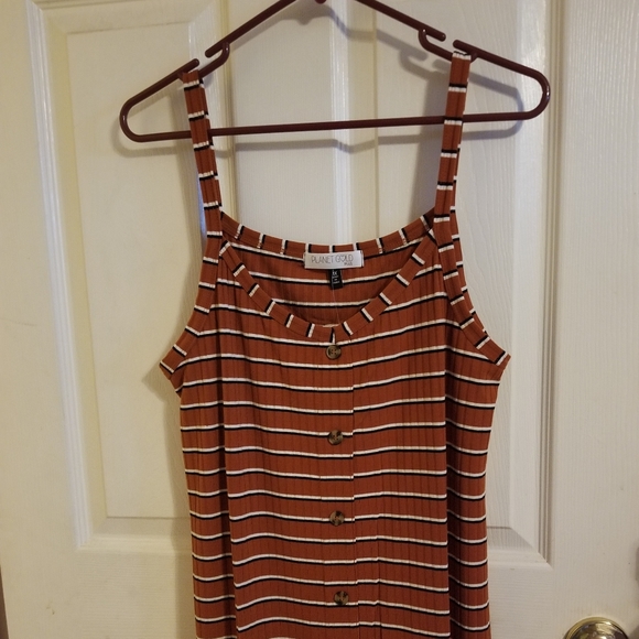 Planted Gold Button Front Midi Dress - Picture 2 of 8